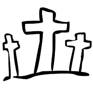 Image of three crosses on Calvary