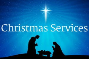 Picture of the Nativity with Christmas Service text